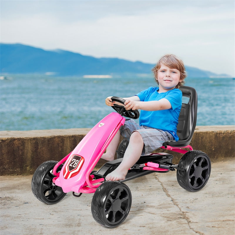 Kids Go Kart Ride-On 4 Wheel Pedal Car with Adjustable Seat