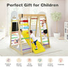 8-in-1 Wooden Indoor Jungle Gym Playground Climber Playset with Slide, Climbing Rock/Net & Swing, Montessori Climbing Toys for Toddlers