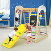 8-in-1 Wooden Indoor Jungle Gym Playground Climber Playset with Slide, Climbing Rock/Net & Swing, Montessori Climbing Toys for Toddlers