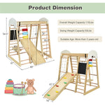 8-in-1 Indoor Jungle Gym, Kids Wooden Indoor Playground Climber with Slide, Swing, Climbing Rock & Net, Montessori Climbing Toys for Toddlers