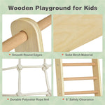 8-in-1 Wooden Indoor Jungle Gym Playground Climber Playset with Slide, Climbing Rock/Net & Swing, Montessori Climbing Toys for Toddlers