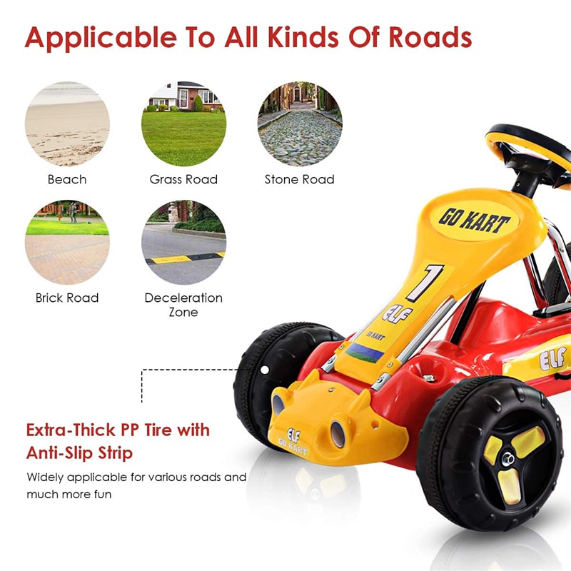 Kids Pedal Go Kart 4 Wheel Pedal Powered Car Ride On Car Toy with Adjustable Seat