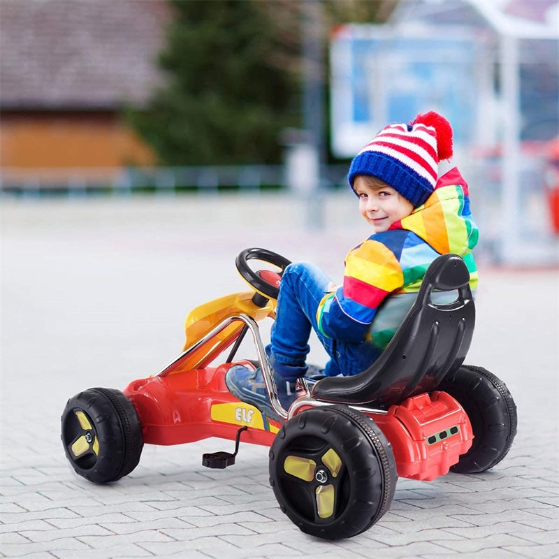 Kids Pedal Go Kart 4 Wheel Pedal Powered Car Ride On Car Toy with Adjustable Seat