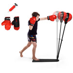 Kids Punching Bag with Adjustable Stand & Boxing Gloves Boxing Set, Height Adjustable Reflex Bag with Hand Pump for Adults & Teens Boxing Workout