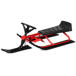 Snow Racer Sled, Ski Sled Slider Board with Steering Wheel, Twin Brakes & Pull Rope, Steerable Snow Sled for Kids Ages 4+, Teenagers, Adults