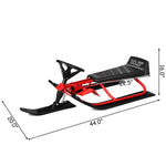 Snow Racer Sled, Ski Sled Slider Board with Steering Wheel, Twin Brakes & Pull Rope, Steerable Snow Sled for Kids Ages 4+, Teenagers, Adults