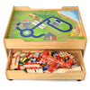 Kids Train Table Set Toddler Wooden Activity Table with 100 Multicolor Pieces & Large Storage Drawer