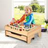 Kids Train Table Set Toddler Wooden Activity Table with 100 Multicolor Pieces & Large Storage Drawer