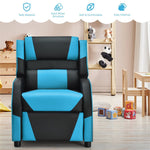 Kids Adjustable Gaming Recliner Racing Style Reclining Gaming Chair PU Leather Gaming Sofa with Headrest & Footrest