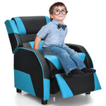 Kids Adjustable Gaming Recliner Racing Style Reclining Gaming Chair PU Leather Gaming Sofa with Headrest & Footrest