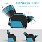 Kids Adjustable Gaming Recliner Racing Style Reclining Gaming Chair PU Leather Gaming Sofa with Headrest & Footrest