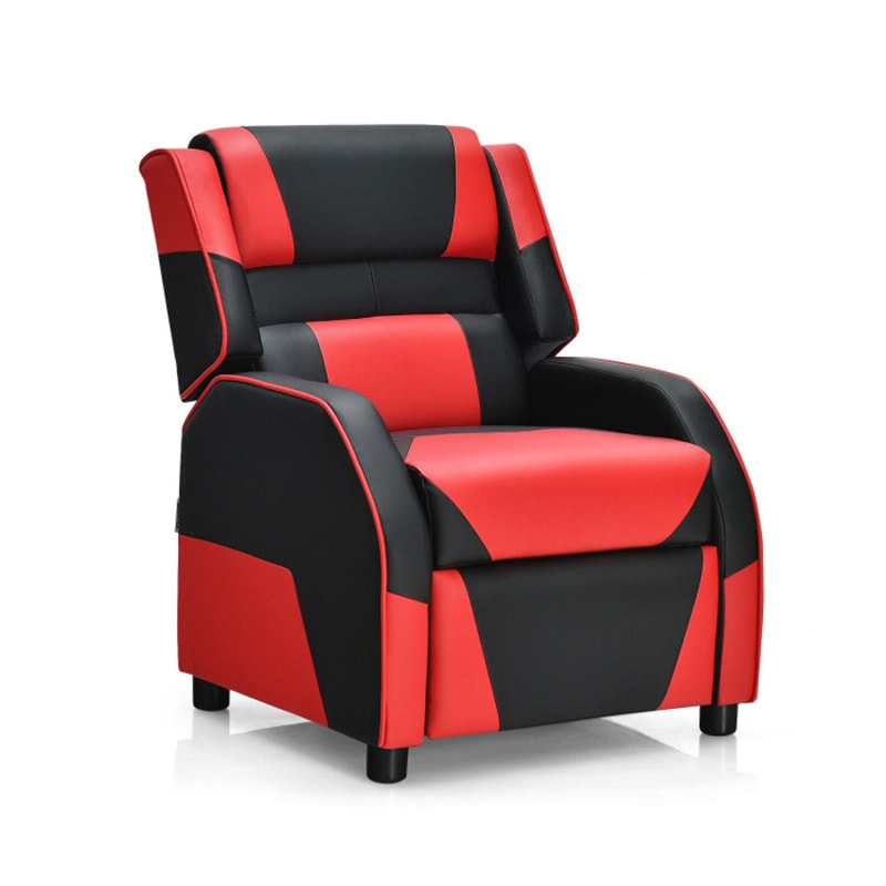 Kids Adjustable Gaming Recliner Racing Style Reclining Gaming Chair PU Leather Gaming Sofa with Headrest & Footrest