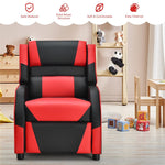 Kids Adjustable Gaming Recliner Racing Style Reclining Gaming Chair PU Leather Gaming Sofa with Headrest & Footrest