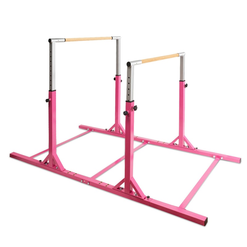 Kids Double Horizontal Bars Gymnastic Training Parallel Bars Adjustable Heights for Indoor Outdoor