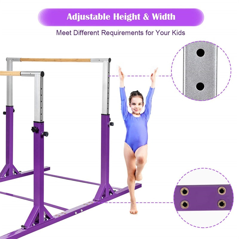 Kids Double Horizontal Bars Gymnastic Training Parallel Bars Adjustable Heights for Indoor Outdoor