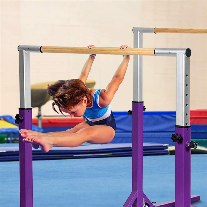 Kids Double Horizontal Bars Gymnastic Training Parallel Bars Adjustable Heights for Indoor Outdoor