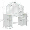 2-in-1 Kids Makeup Vanity Table Princess Dressing Table with Tri-folding Detachable Mirror & Storage Shelves