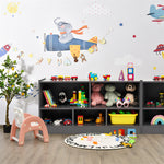 5-Cube Toy Storage Organizer Wood Cube Storage Organizer 2-Shelf Bookcase School Classroom Storage Shelves Daycare Cubbies