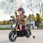 12V Kids Ride-On Motorcycle, Licensed Aprilia Electric Dirt Bike with Training Wheels, LED Lights & Music, Battery Powered Ride-On Toy for 3+