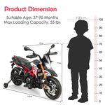 12V Kids Ride-On Motorcycle, Licensed Aprilia Electric Dirt Bike with Training Wheels, LED Lights & Music, Battery Powered Ride-On Toy for 3+