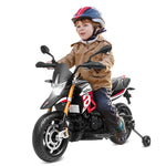 12V Kids Ride-On Motorcycle, Licensed Aprilia Electric Dirt Bike with Training Wheels, LED Lights & Music, Battery Powered Ride-On Toy for 3+