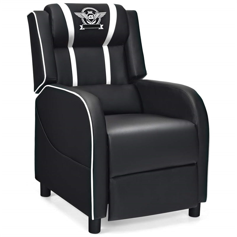 Massage Gaming Recliner Chair Racing Single Recliner PU Leather Home Theater Seating with Remote Control, Side Pocket & Adjustable Footrest