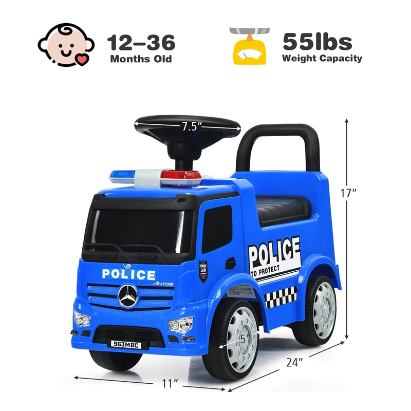 Kids Ride On Push Police Car Licensed Mercedes Benz Toddler Sliding Walking Car with Steering Wheel