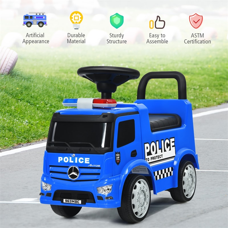 Kids Ride On Push Police Car Licensed Mercedes Benz Toddler Sliding Walking Car with Steering Wheel