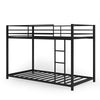 Twin Over Twin Bunk Bed Heavy Duty Metal Bed Frame Low Floor Bunk Bed With Safety Guard Rail & Ladder for Kids Adults Dormitory Bedroom