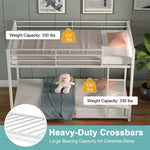 Twin Over Twin Bunk Bed Heavy Duty Metal Bed Frame Low Floor Bunk Bed With Safety Guard Rail & Ladder for Kids Adults Dormitory Bedroom