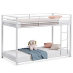 Twin Over Twin Metal Bunk Bed, Heavy Duty Space Saving Low Profile Bunk Bed Frame with Safety Guardrail & Ladder for Kids Adults Dorm Bedroom