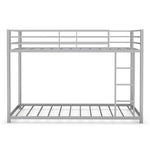 Twin Over Twin Bunk Bed Heavy Duty Metal Bed Frame Low Floor Bunk Bed With Safety Guard Rail & Ladder for Kids Adults Dormitory Bedroom