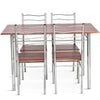 Modern 5 Piece Dining Table Set Metal Frame Wood Kitchen Breakfast Furniture with 4 Chairs