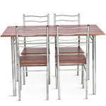 Modern 5 Piece Dining Table Set Metal Frame Wood Kitchen Breakfast Furniture with 4 Chairs