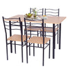 Modern 5 Piece Dining Table Set Metal Frame Wood Kitchen Breakfast Furniture with 4 Chairs