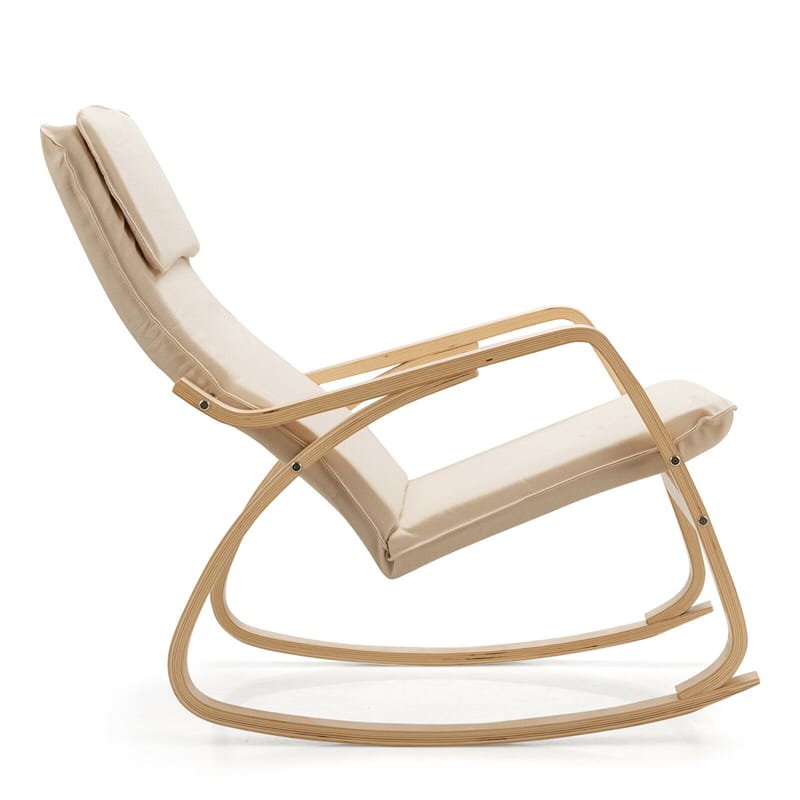 Modern Bentwood Rocking Chair Relax Rocker Lounge Chair with Removable Upholstered Cushion