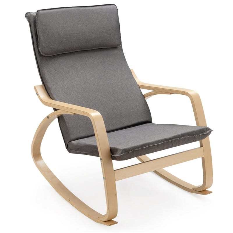 Modern Bentwood Rocking Chair Relax Rocker Lounge Chair with Removable Upholstered Cushion