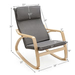 Modern Bentwood Rocking Chair Relax Rocker Lounge Chair with Removable Upholstered Cushion