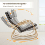 Modern Bentwood Rocking Chair Relax Rocker Lounge Chair with Removable Upholstered Cushion