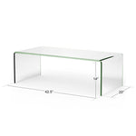 42 x 19.7" Clear Tempered Glass Coffee Table Modern Living Room Table with Rounded Edges