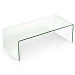 42 x 19.7" Clear Tempered Glass Coffee Table Modern Living Room Table with Rounded Edges