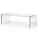 42 x 19.7" Clear Tempered Glass Coffee Table Modern Living Room Table with Rounded Edges