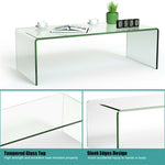 42 x 19.7" Clear Tempered Glass Coffee Table Modern Living Room Table with Rounded Edges