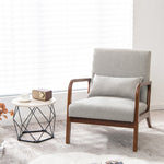 Modern Accent Chair Leisure Upholstered Armchair Rubber Wood Frame Arm Chair with Lumbar Pillow