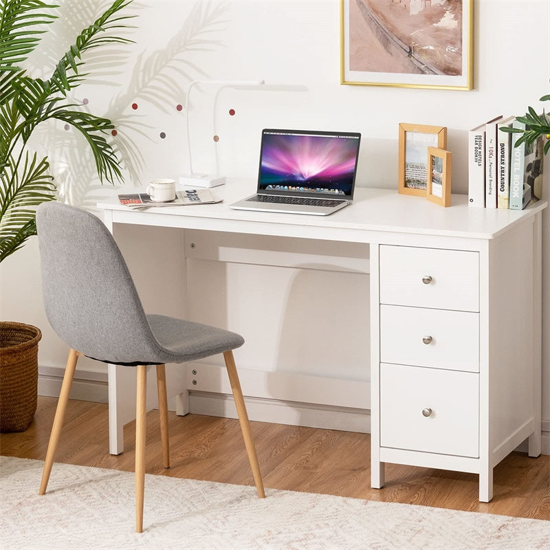 Modern Home Office Computer Desk with 3 Storage Drawers, Compact Laptop Writing Study Desk Large Desktop Multipurpose Workstation for Bedroom