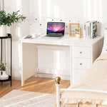 Modern Home Office Computer Desk with 3 Storage Drawers, Compact Laptop Writing Study Desk Large Desktop Multipurpose Workstation for Bedroom