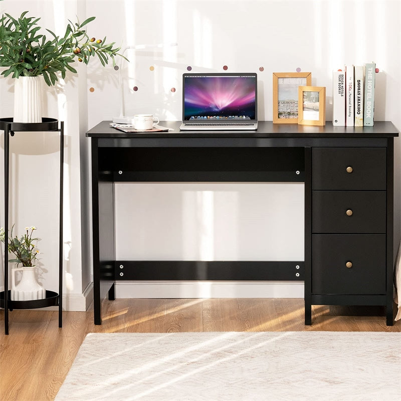 Modern Home Office Computer Desk with 3 Storage Drawers, Compact Laptop Writing Study Desk Large Desktop Multipurpose Workstation for Bedroom