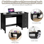 Modern Home Office Computer Desk with 3 Storage Drawers, Compact Laptop Writing Study Desk Large Desktop Multipurpose Workstation for Bedroom