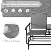 Outdoor Double Glider Chair 2-Person Patio Rocking Loveseat with Center Tempered Glass Table & Metal Frame