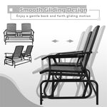 Outdoor Double Glider Chair 2-Person Patio Rocking Loveseat with Center Tempered Glass Table & Metal Frame